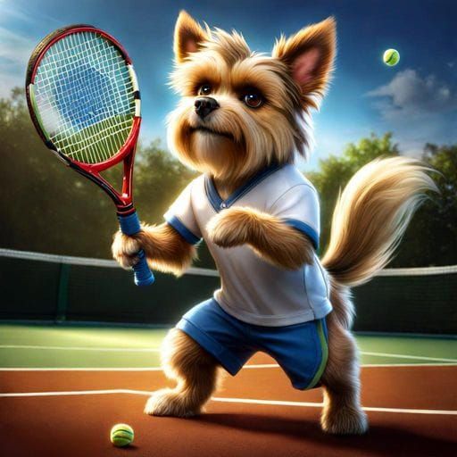 Dog Plays Tennis in Fantasy Style