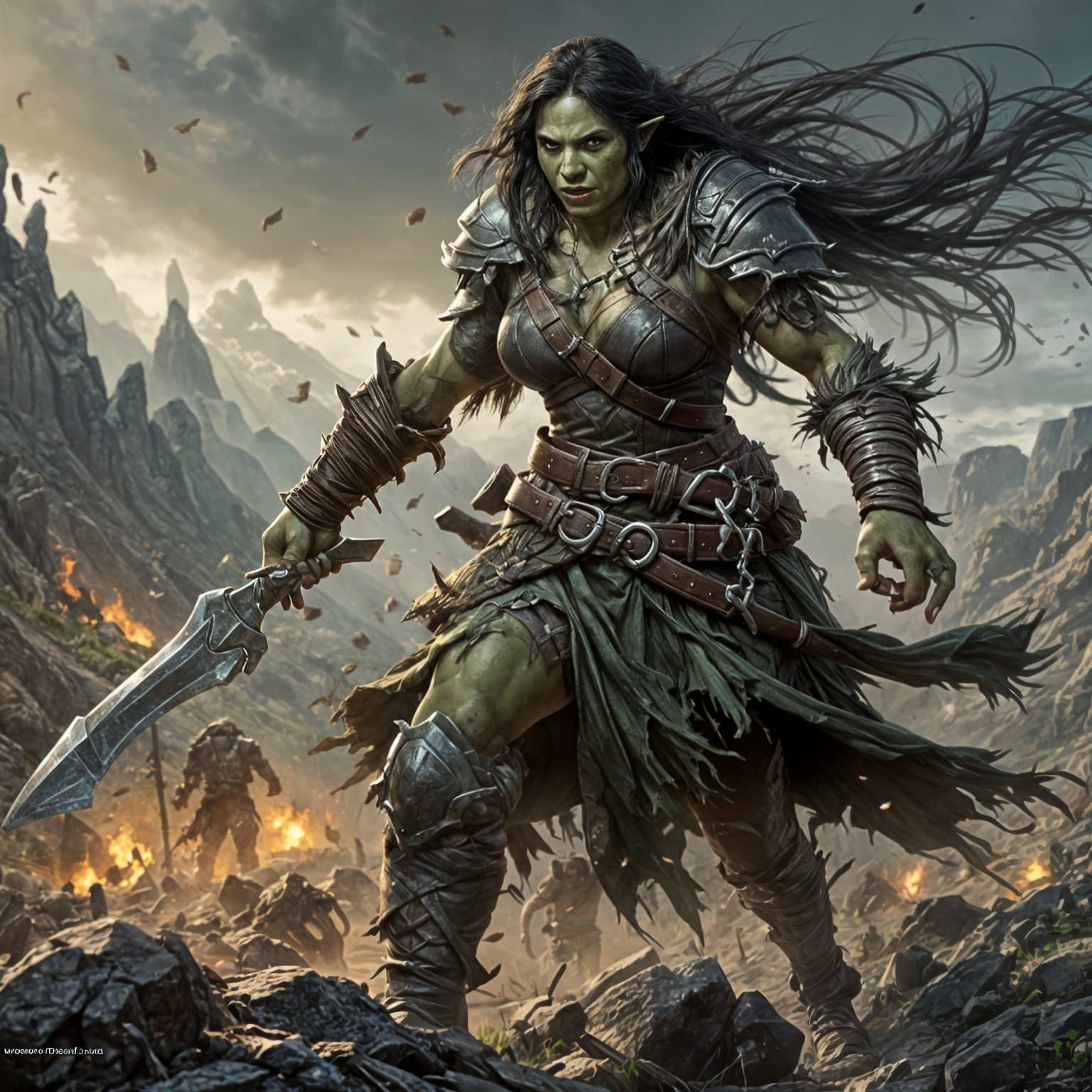 Female Half-Orc Fighter in High Definition
