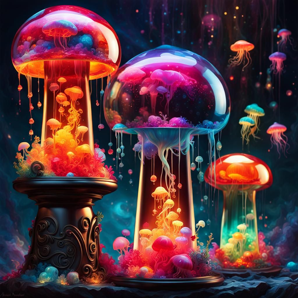 Jellyfish Lava Lamp in Dreamy Bedroom Art