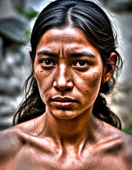 Ancient Mayan Woman Portrait in Hyperrealistic Style