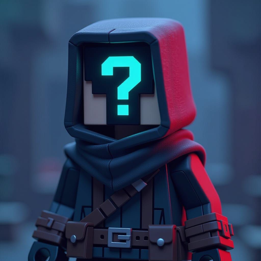 Minecraft Figure in Dark Futurism Style