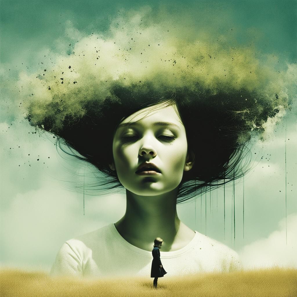 Ethereal Girl Portrait with Surreal Landscapes