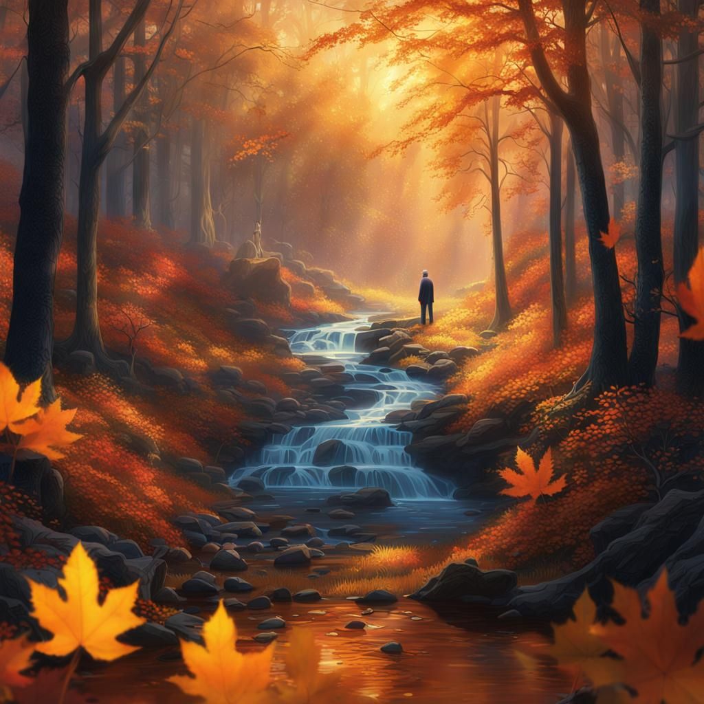 Donald Trump in Autumn Woods, Fantasy Concept Art