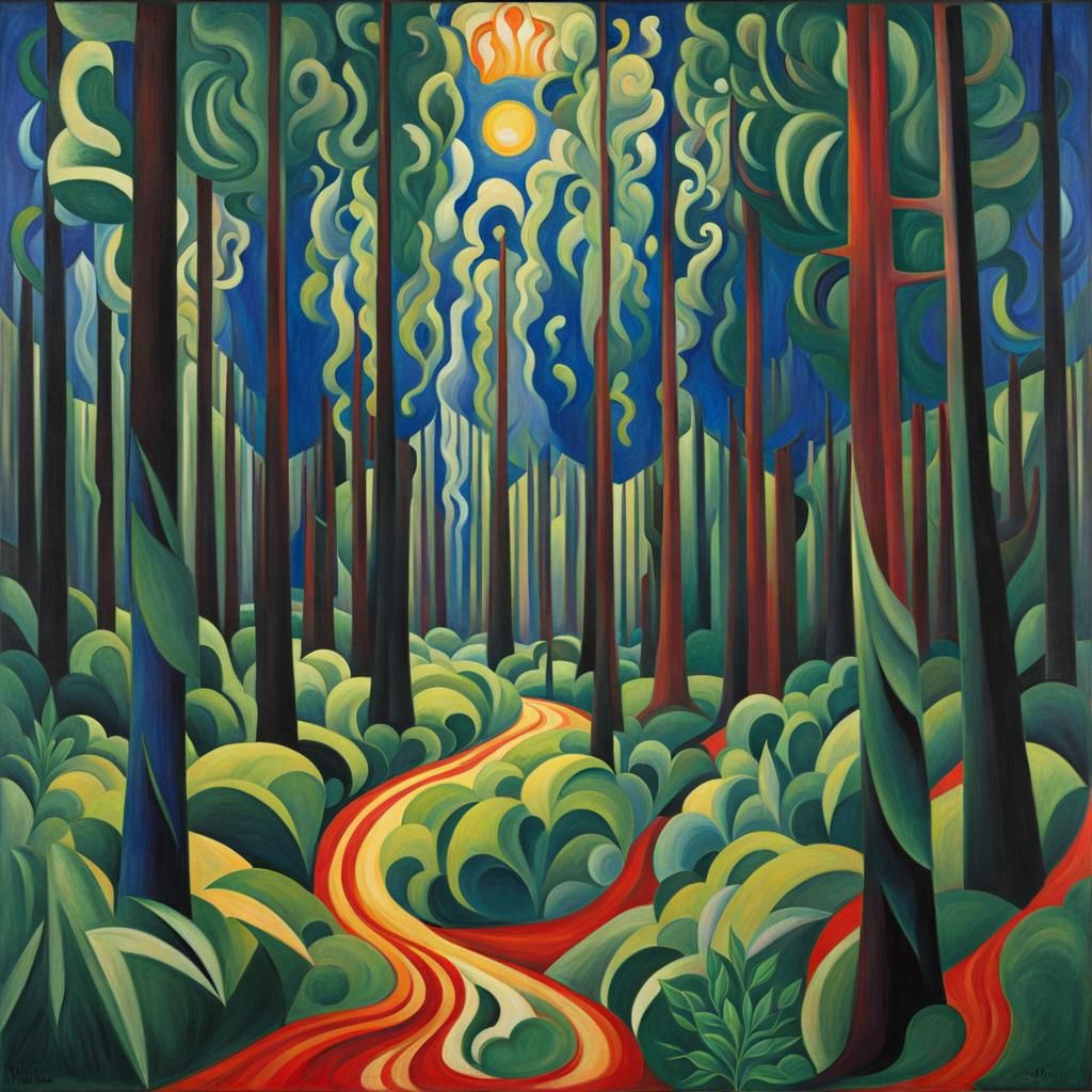 Eldritch Forest in Rayonism Style