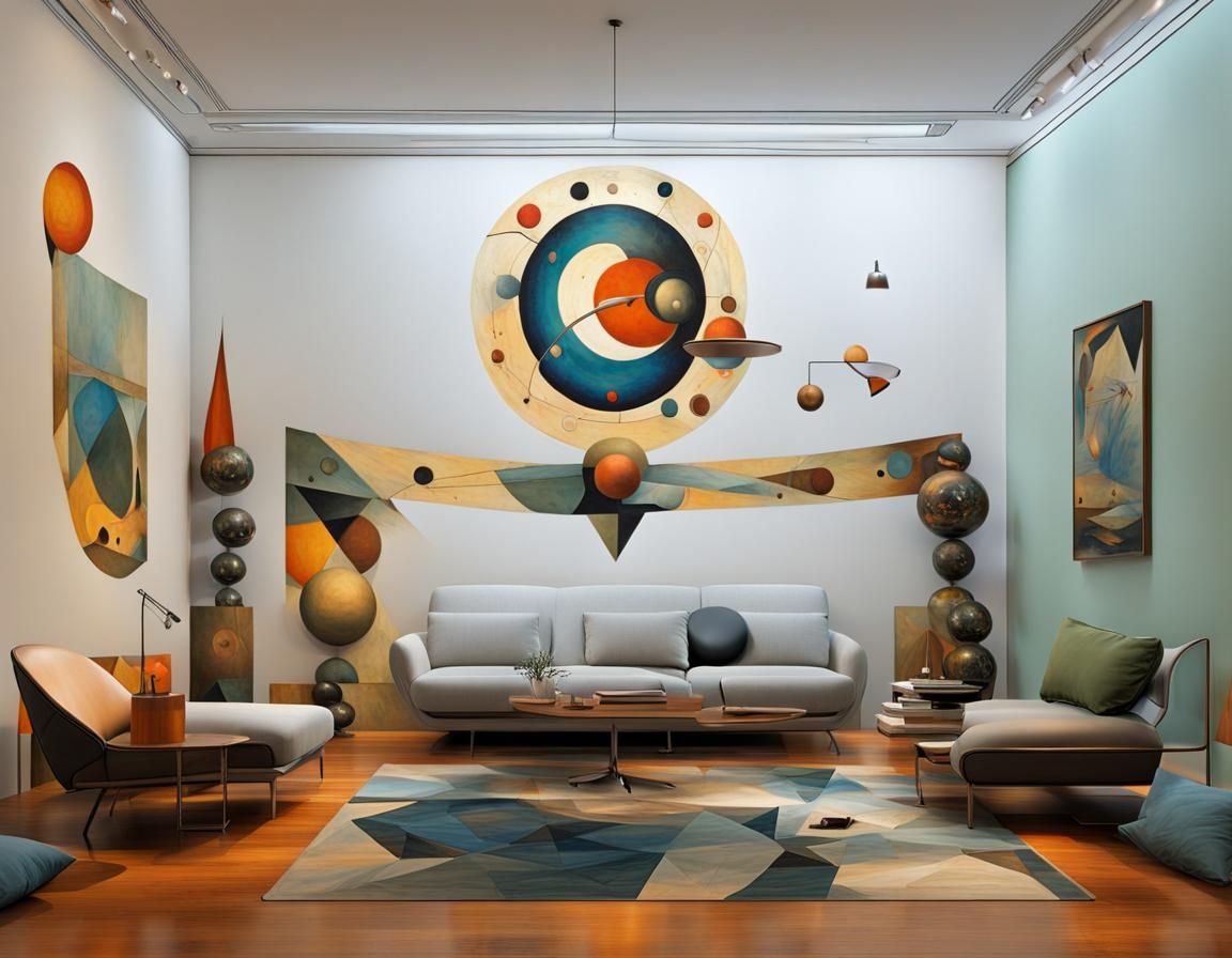 Retro-Futuristic Mural Painting in Art Deco Style