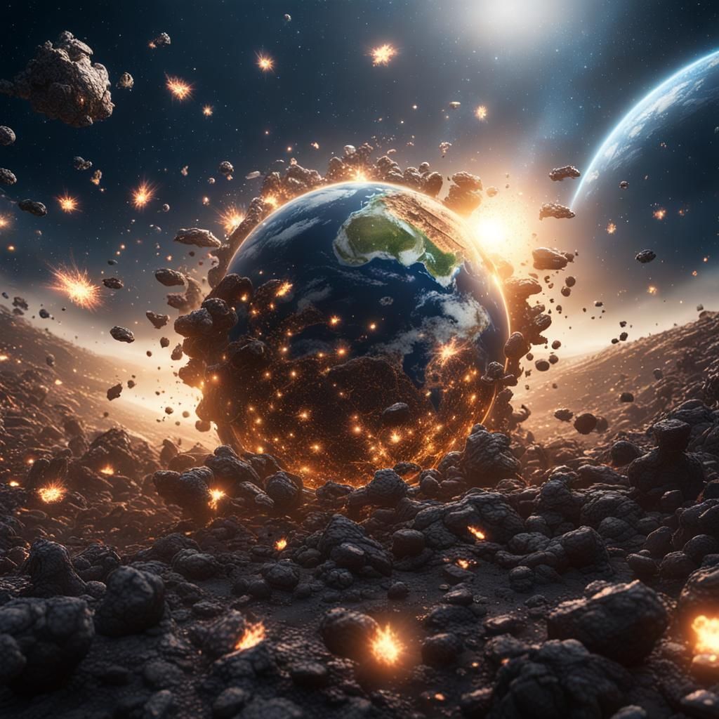 Earth in Cosmic Contrast: Sci-Fi Digital Art