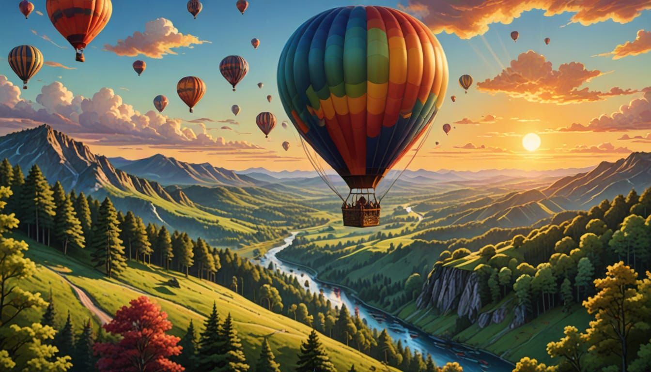 Hot Air Balloon Diamond Painting in Alex Ross Style