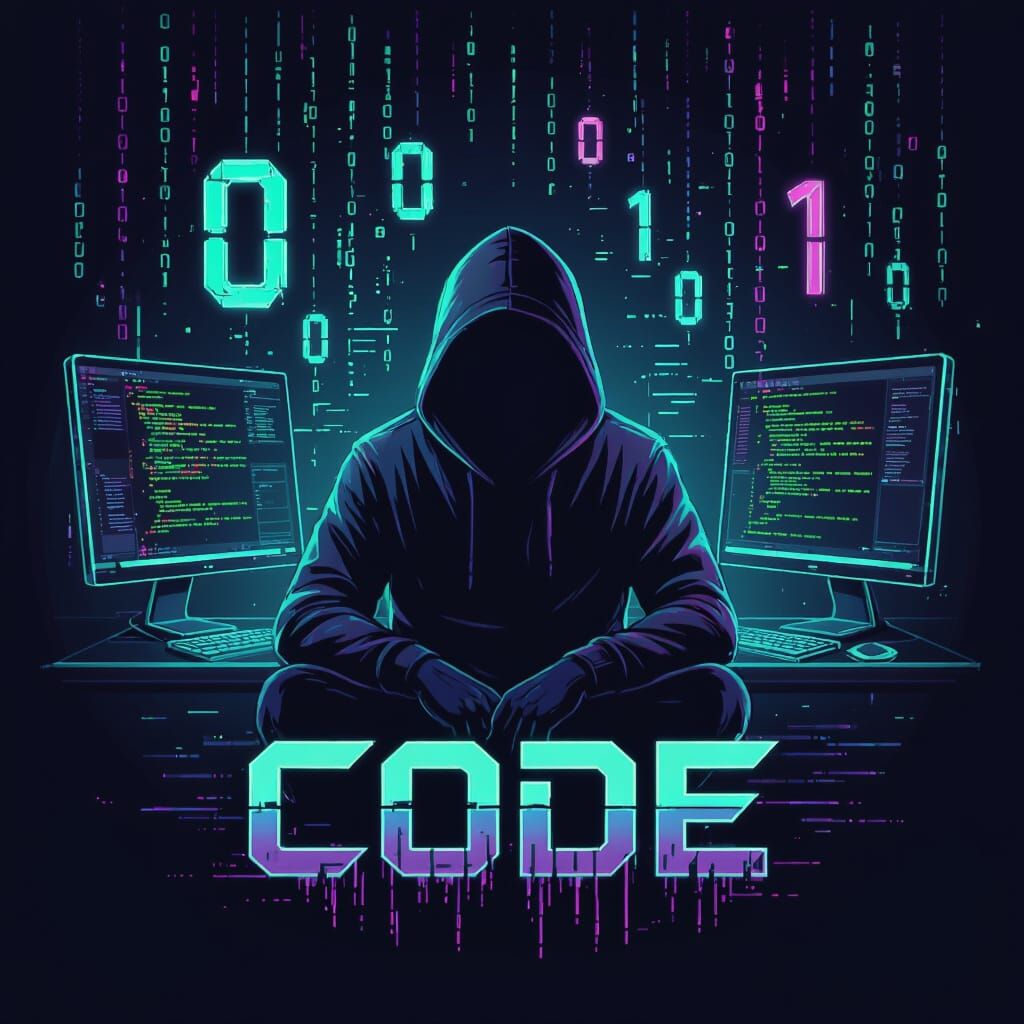 Cyberpunk Programmer Silhouette Vector Art