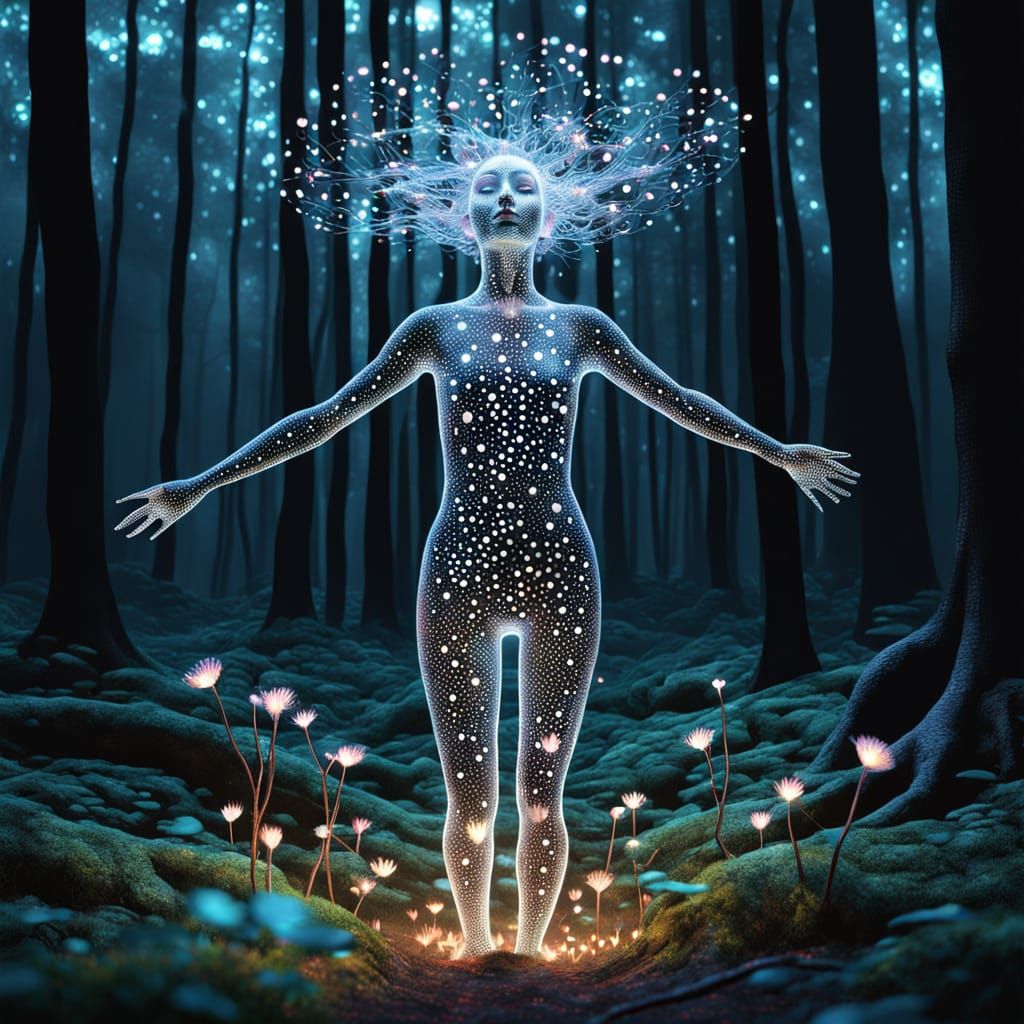 Ethereal Goddess Emerges from the Forest in Whimsical Bio Ar...
