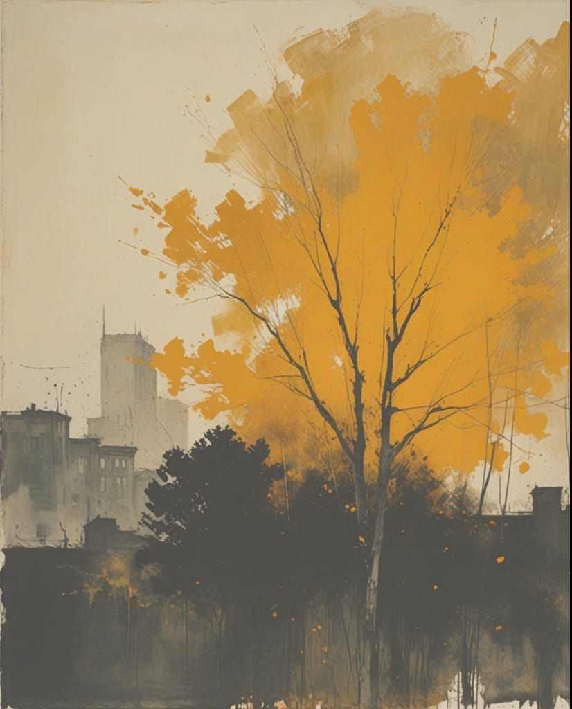 Surrealist Autumn Landscape in Vibrant Colors