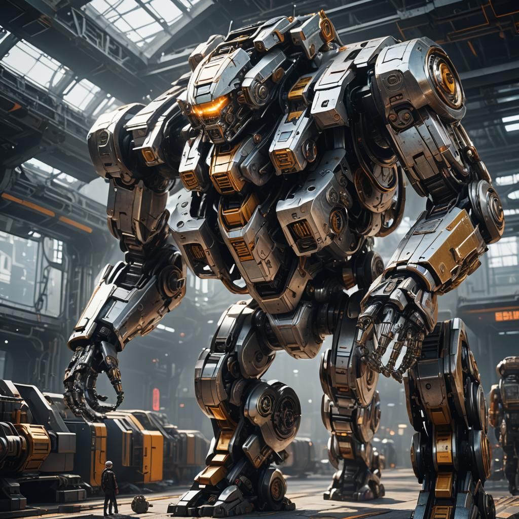 Futuristic Mechanized Woman in Sci-Fi Setting