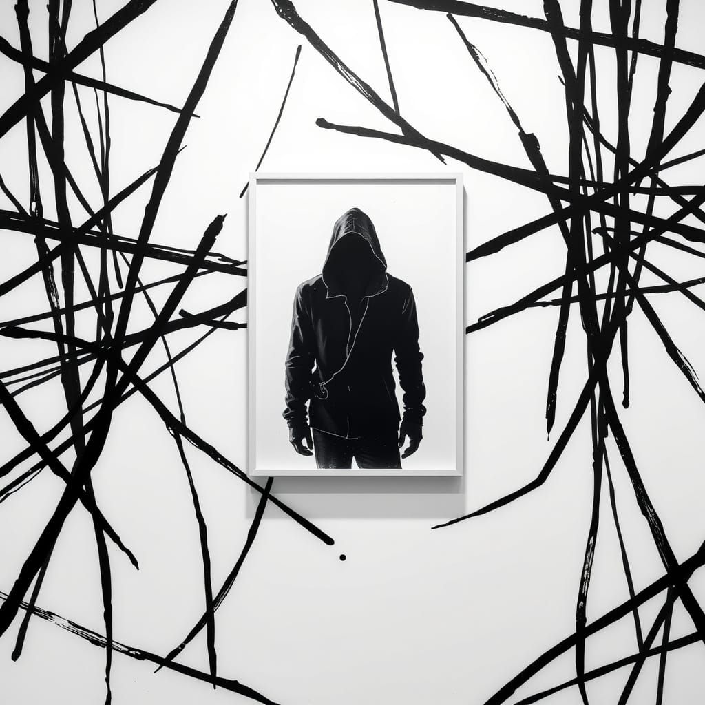 Echoes in Turmoil: Minimalist Modern Art Piece with Abstract...