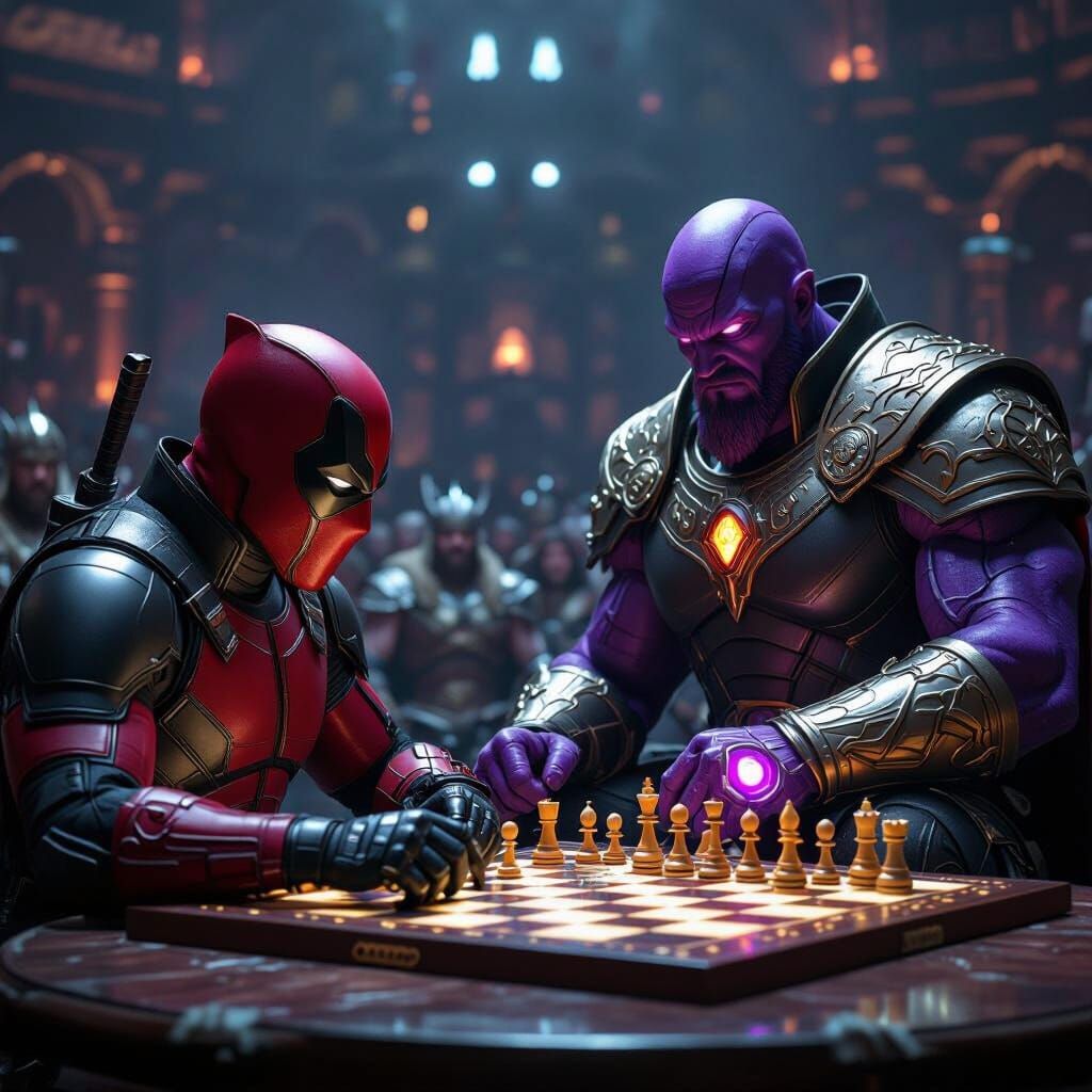 Mercenary vs Warlord Chess Match in Sci-Fi Arena