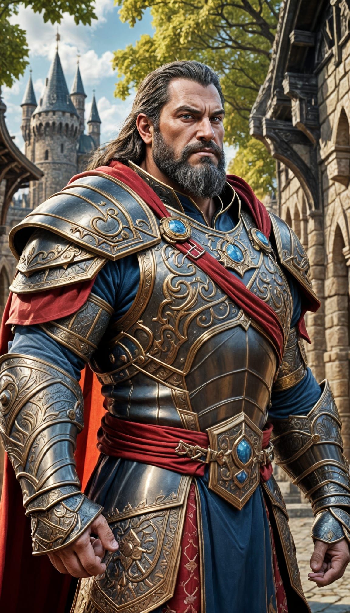 Royal Guard Captain in Intricate Armor, Warcraft Style