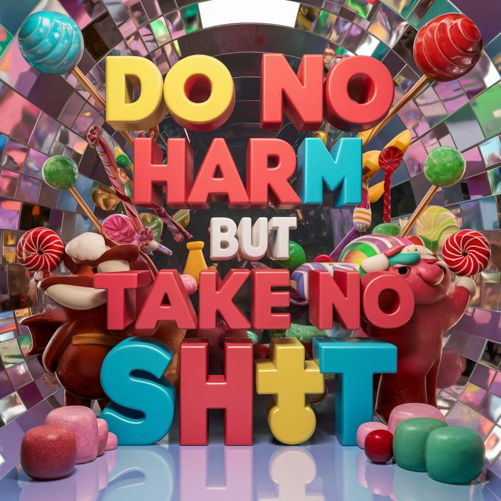 Candy World Poster with Bold Text in Postmodern Style