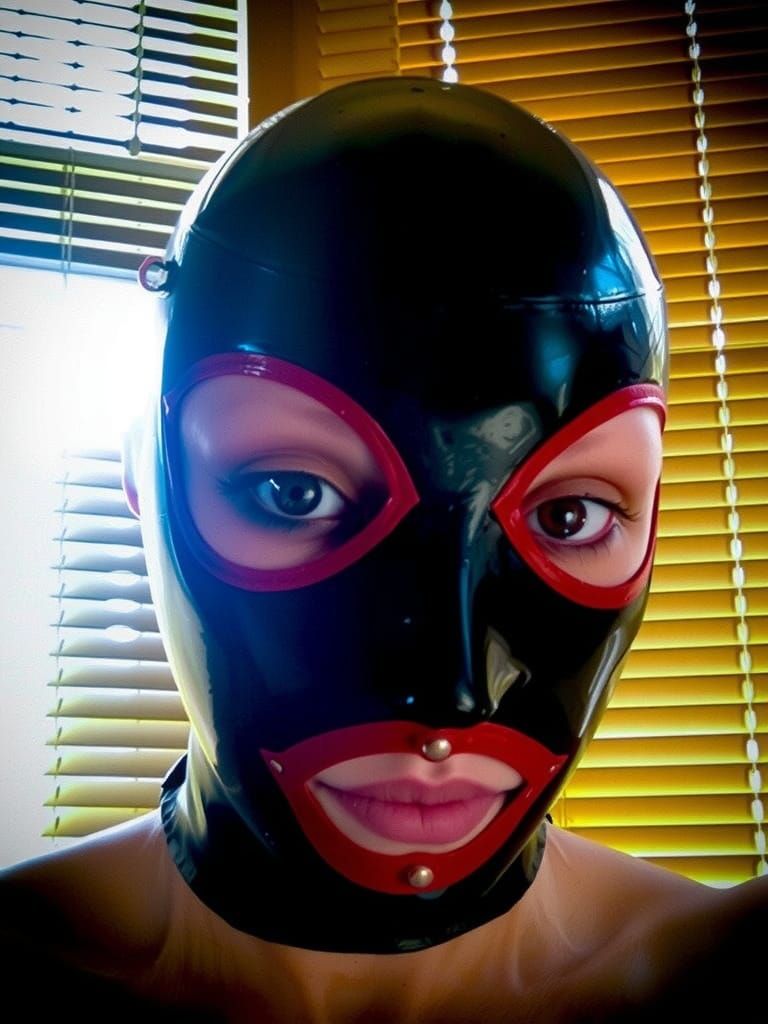 Latex Corset Model in Bold Makeup