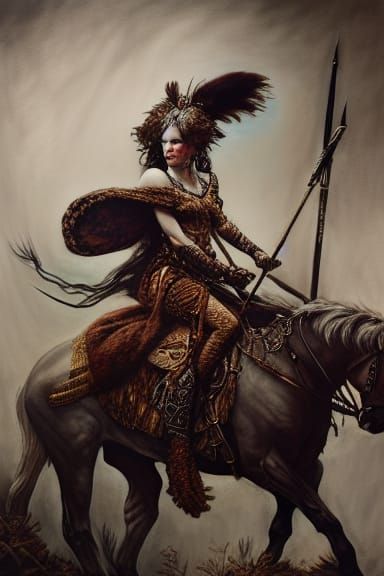 Queen Boudicca in Rococo Scenic Style