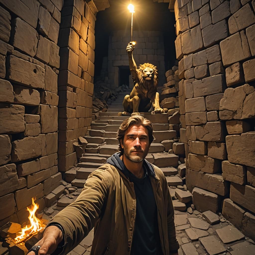 Daniel's Triumphant Selfie in the Lions' Pit