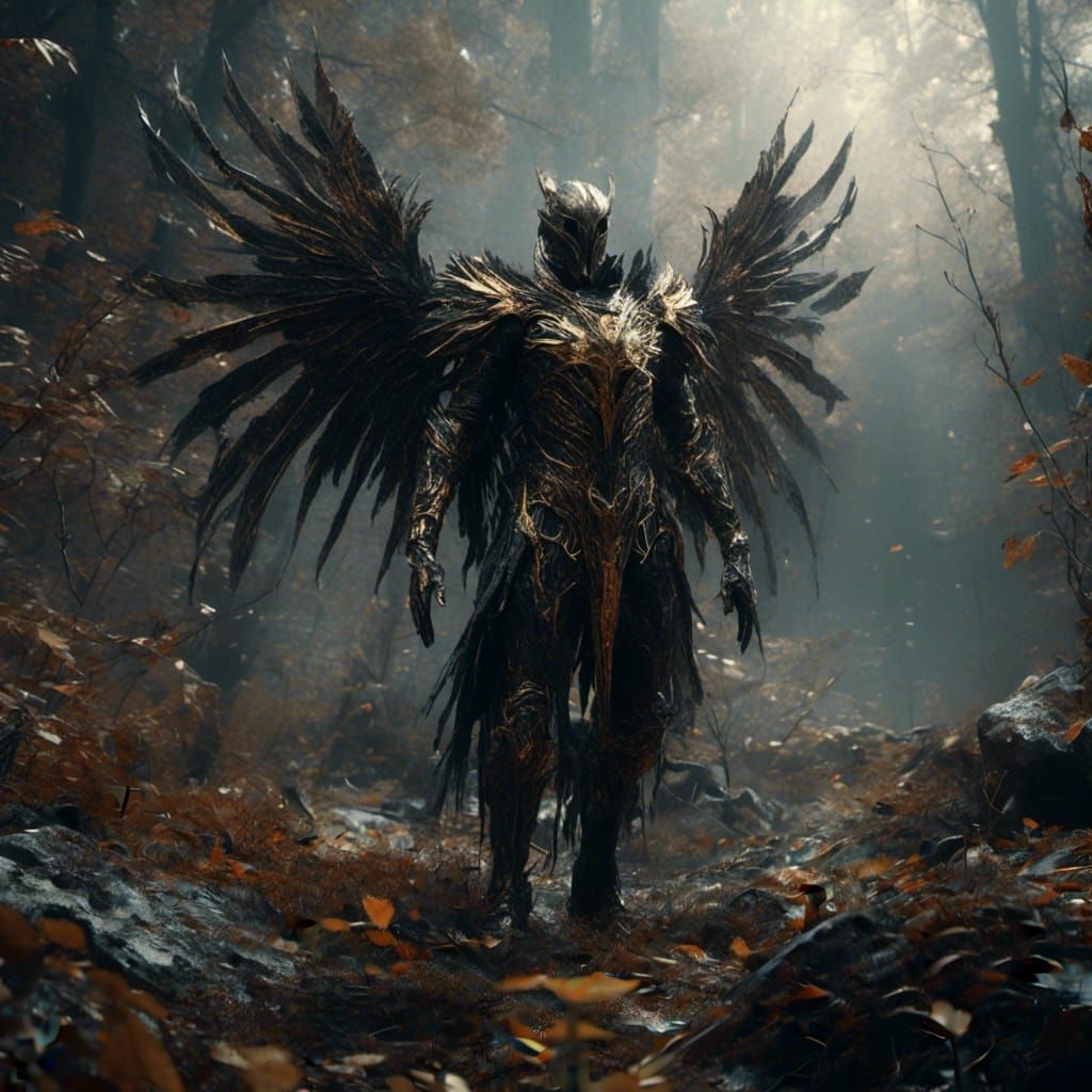 Aasimar Warrior in Black Gold Armor