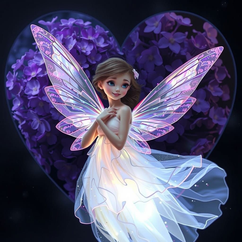 Enchanting Fairy in Heart-Shaped Double Exposure
