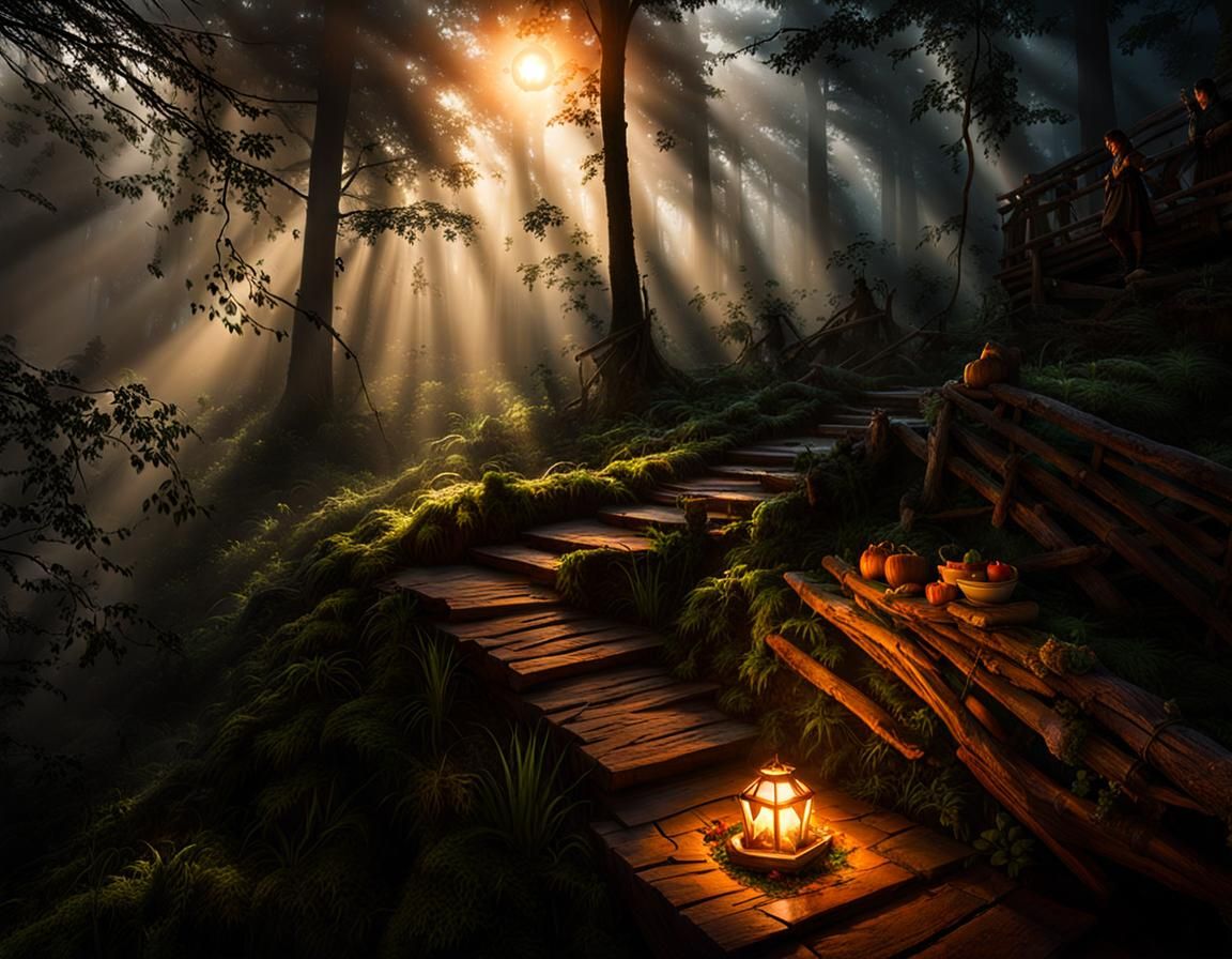 Surreal Board Game in Dark Twilight Forest