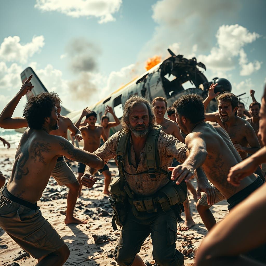 Plane Crash on a Tropical Island - Chaos and Survival