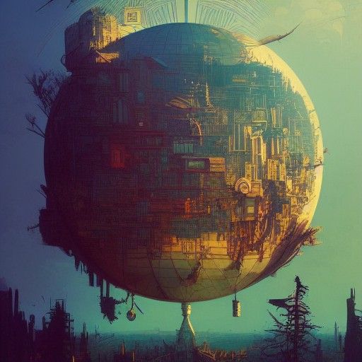 Intricate Globe as Fantasy Art Deco Painting