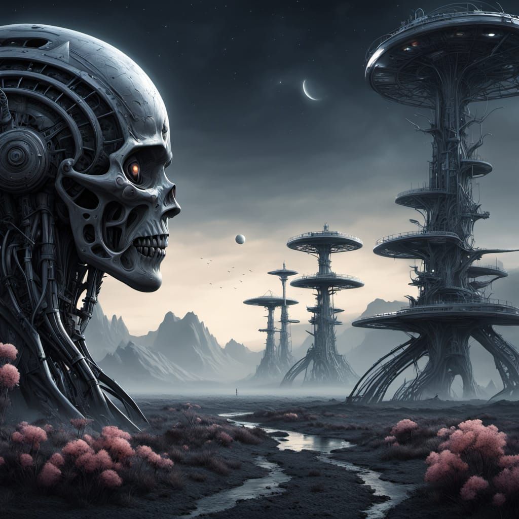 Biomechanical Brain Salad Surgery in Alien Landscape