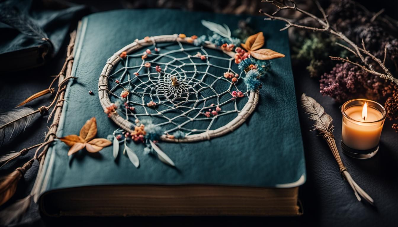 Floral Dreamcatcher Illustration in Witch's Book