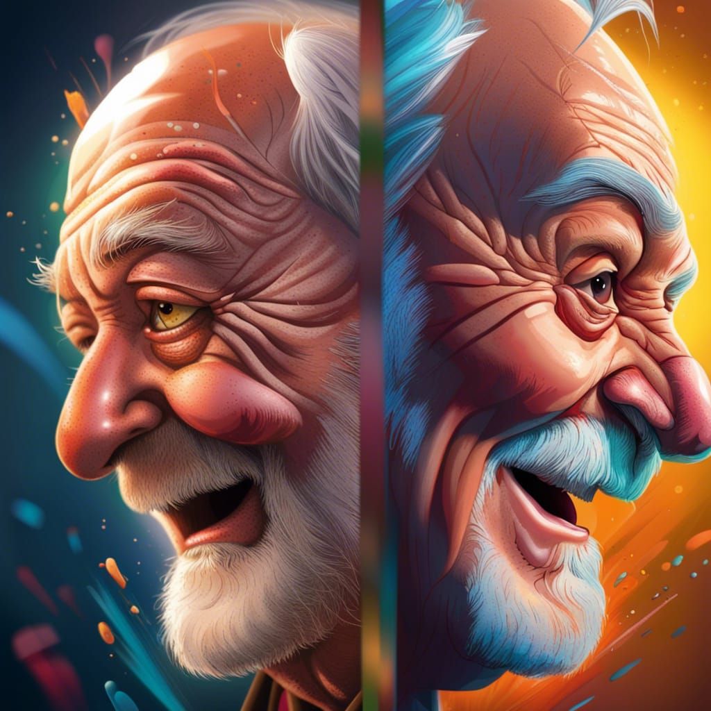 Hyperrealistic Portrait: Happy and Sad Expression