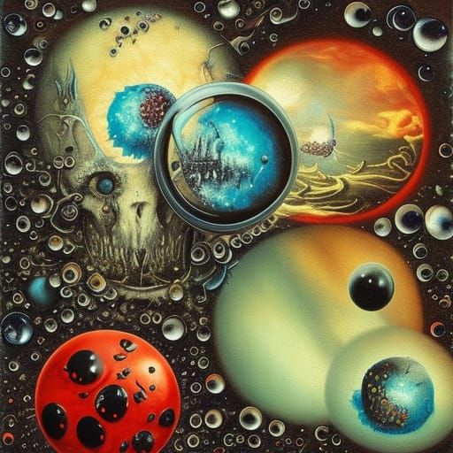 Death Metal Album Cover with Cheese Moon, in Gouache