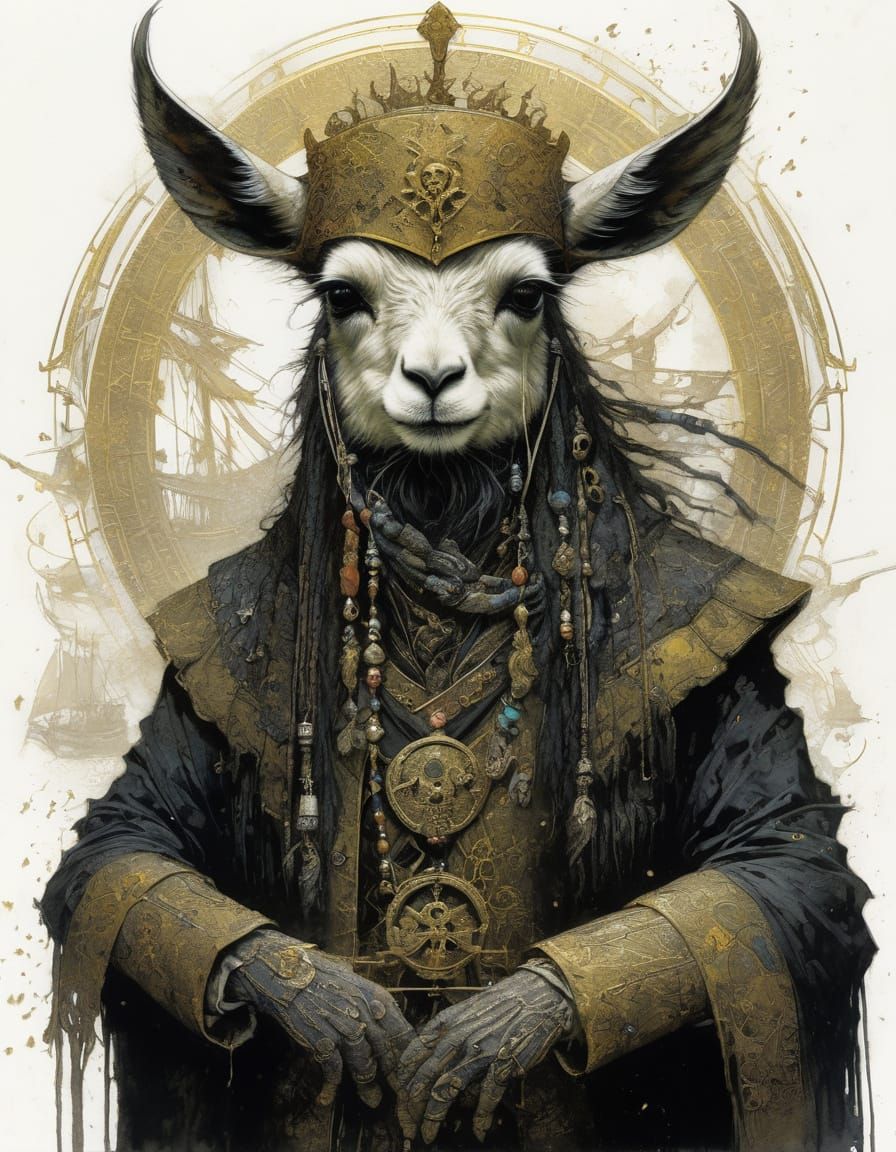 Pirate Llama in Detailed Anthropomorphic Style