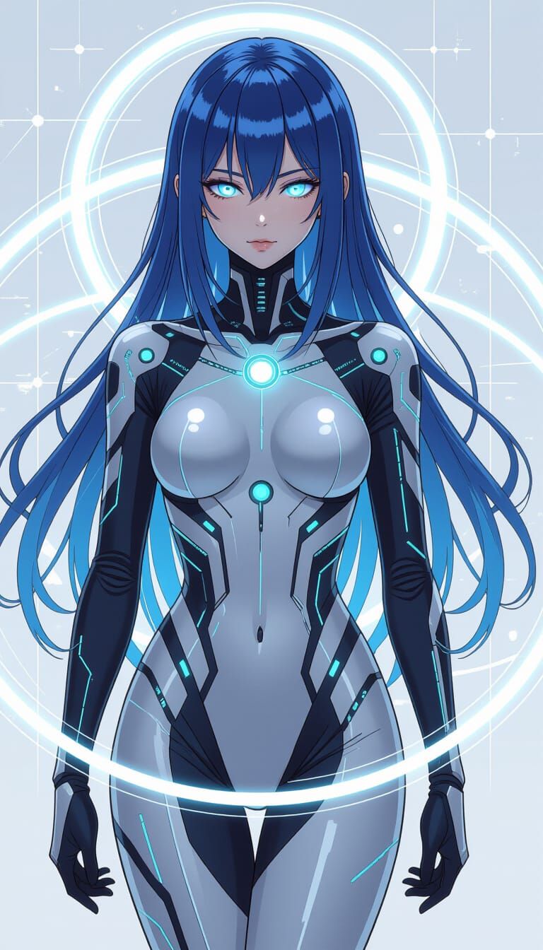 Elegant AI Companion in Manga Anime Style