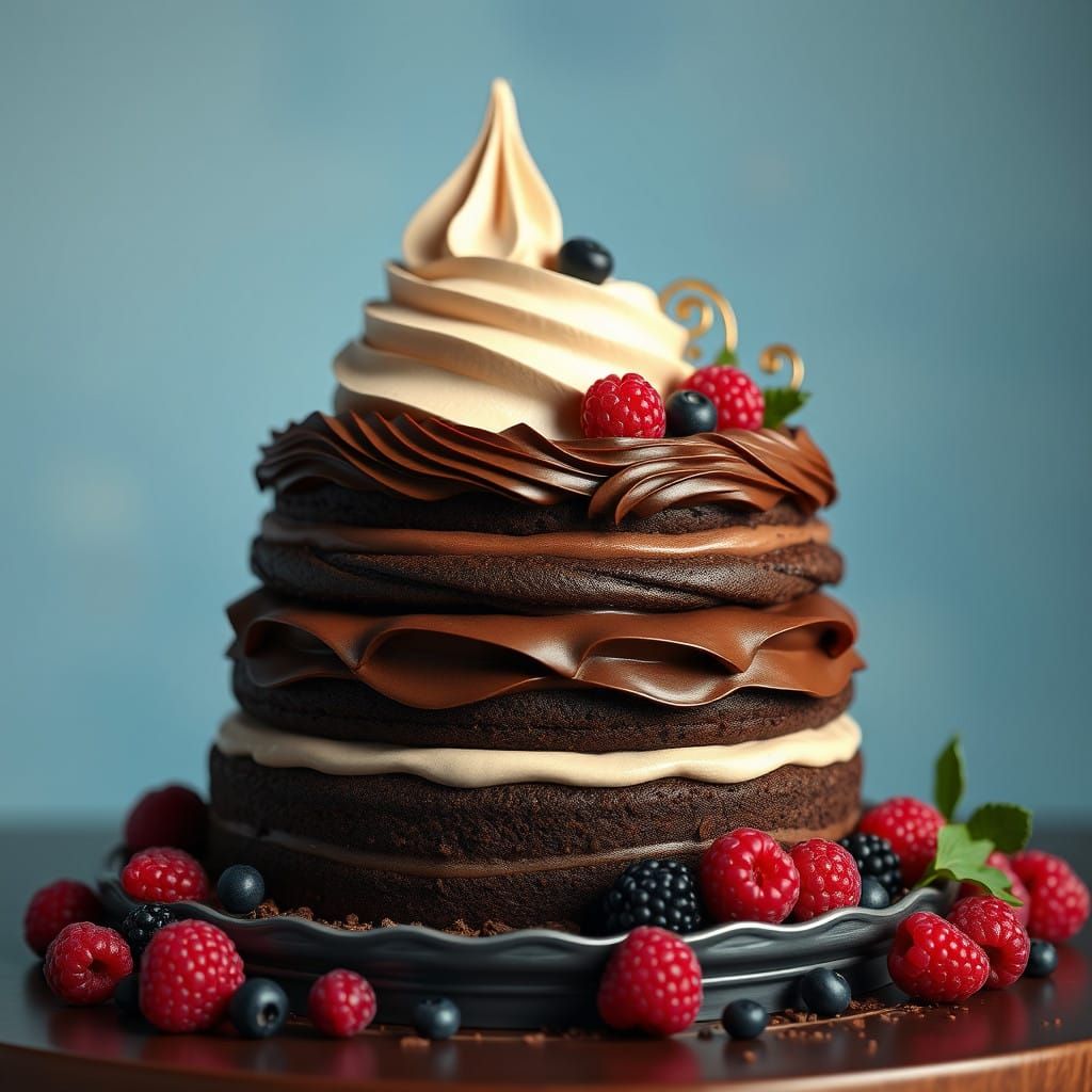 Decadent Fantasy Chocolate Cake with Whimsical Accents