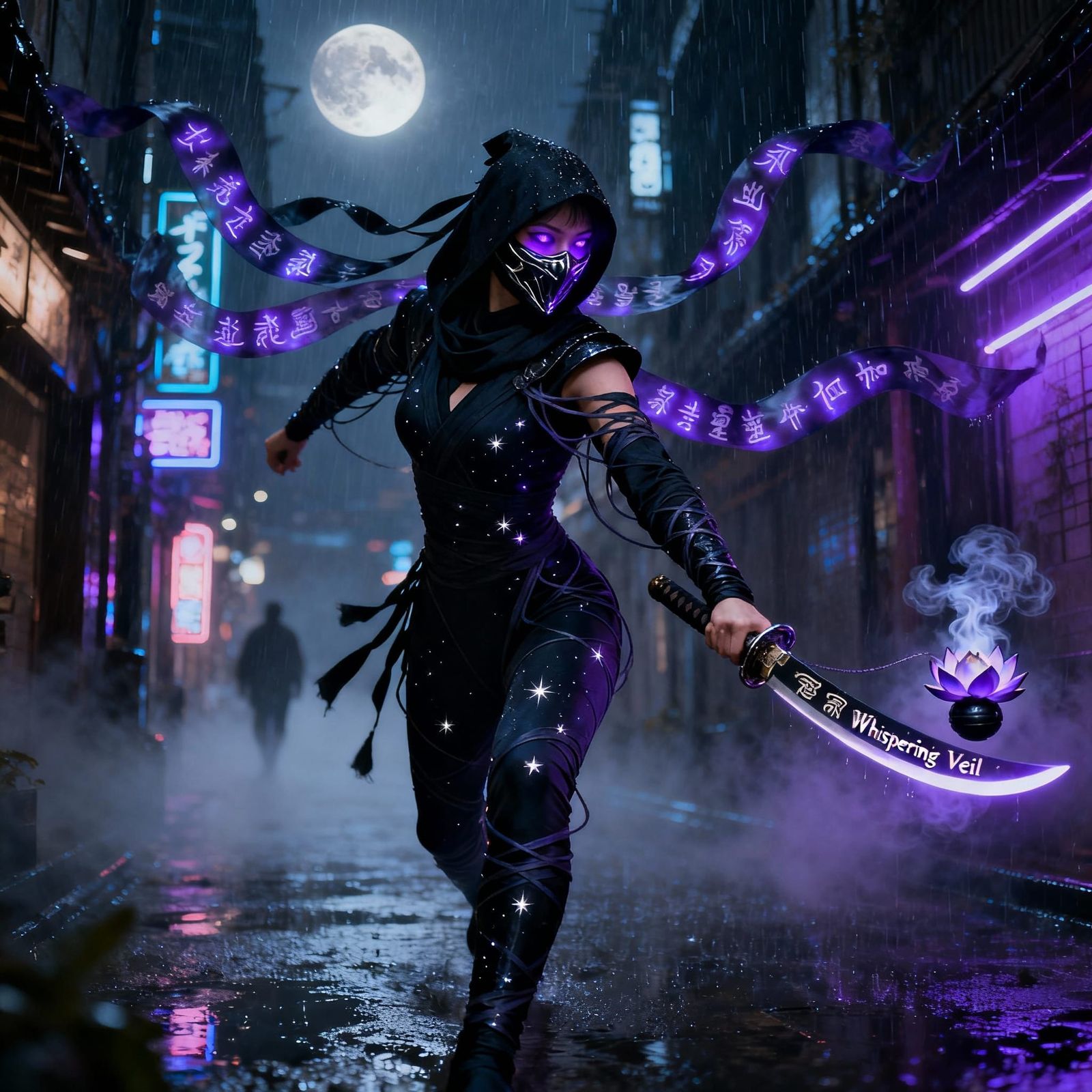 Female Ninja Shiori of the Whispering Veil in Noir City
