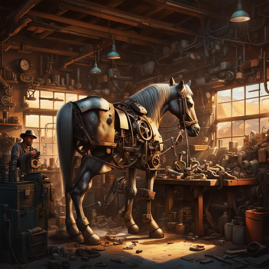 Horse Mechanic Builds Steampunk Horse in Workshop