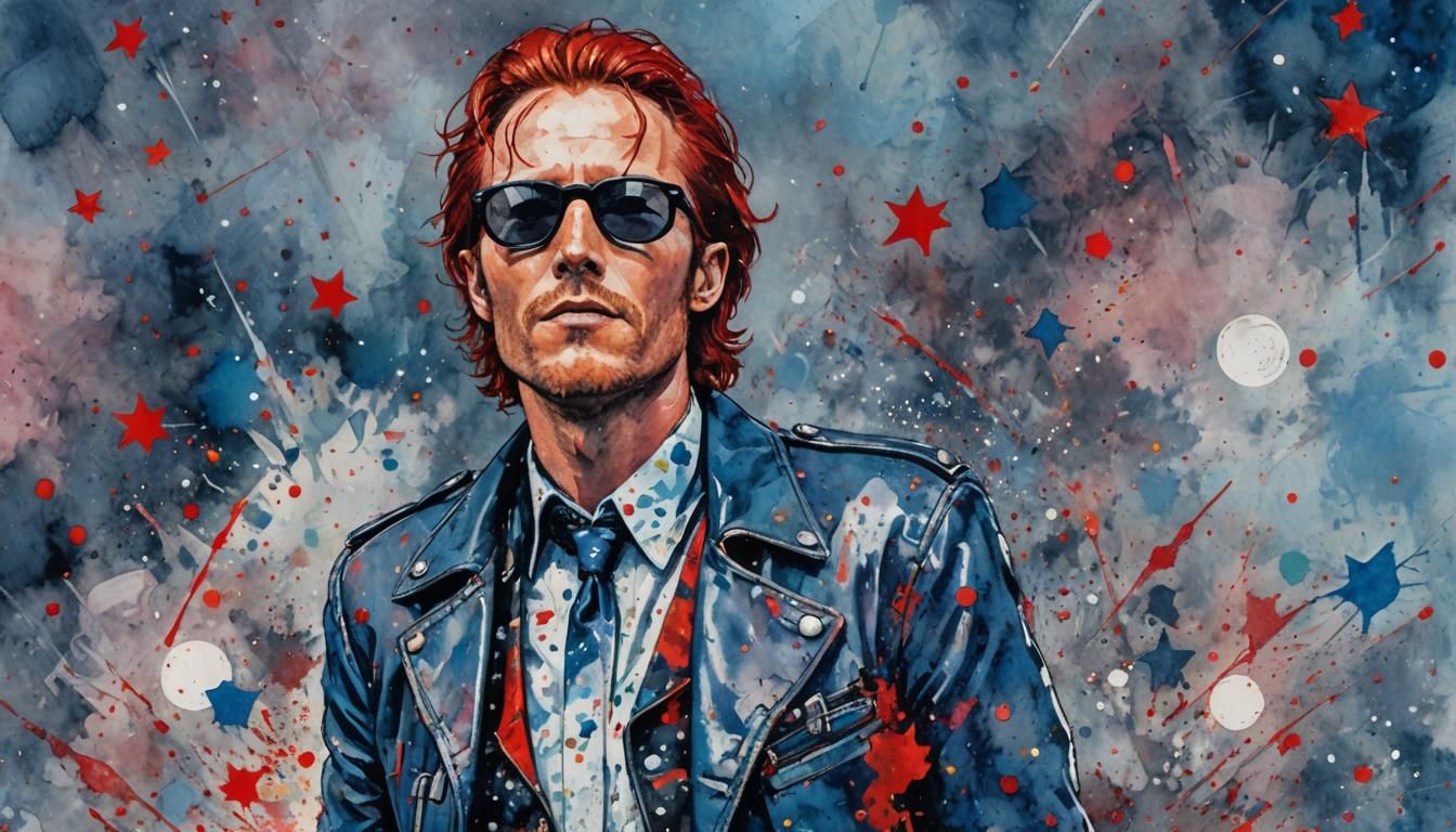 Gotham Portrait in Watercolor Comic Book Style