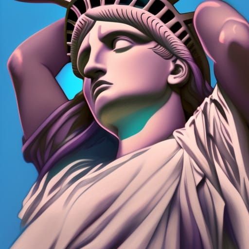 Statue of Liberty as Glam Model: Art Nouveau Portrait