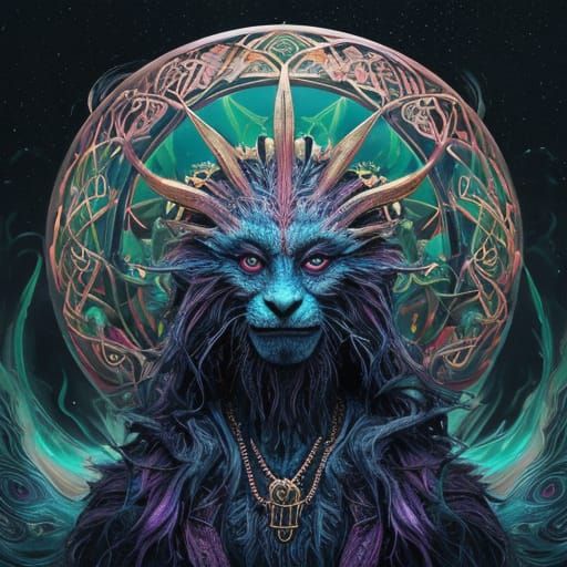 Whimsical Irish Folk Creature with Vibrant Aura