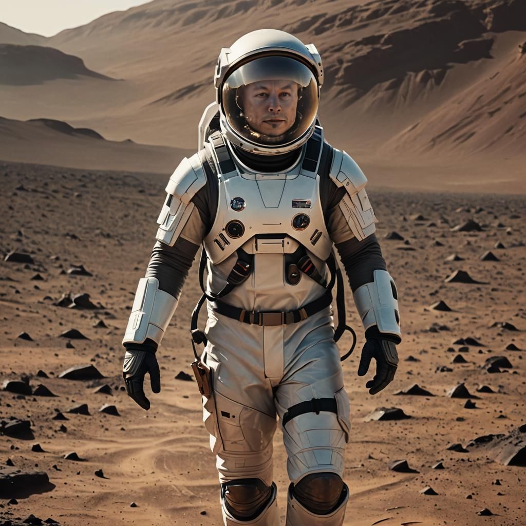 Elon Musk on Mars: Cinematic Film Still