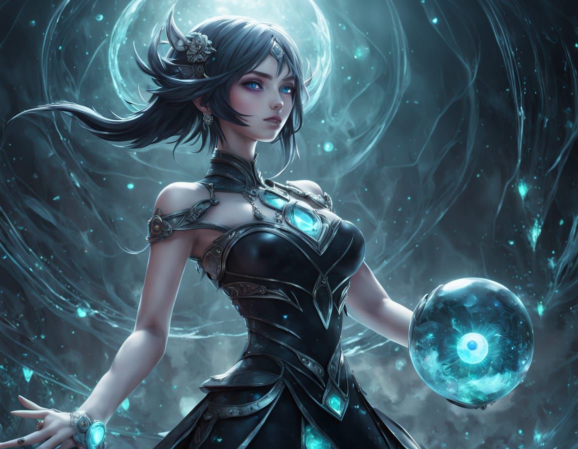 Glowing Gemstone Eyeballs in Anime Style