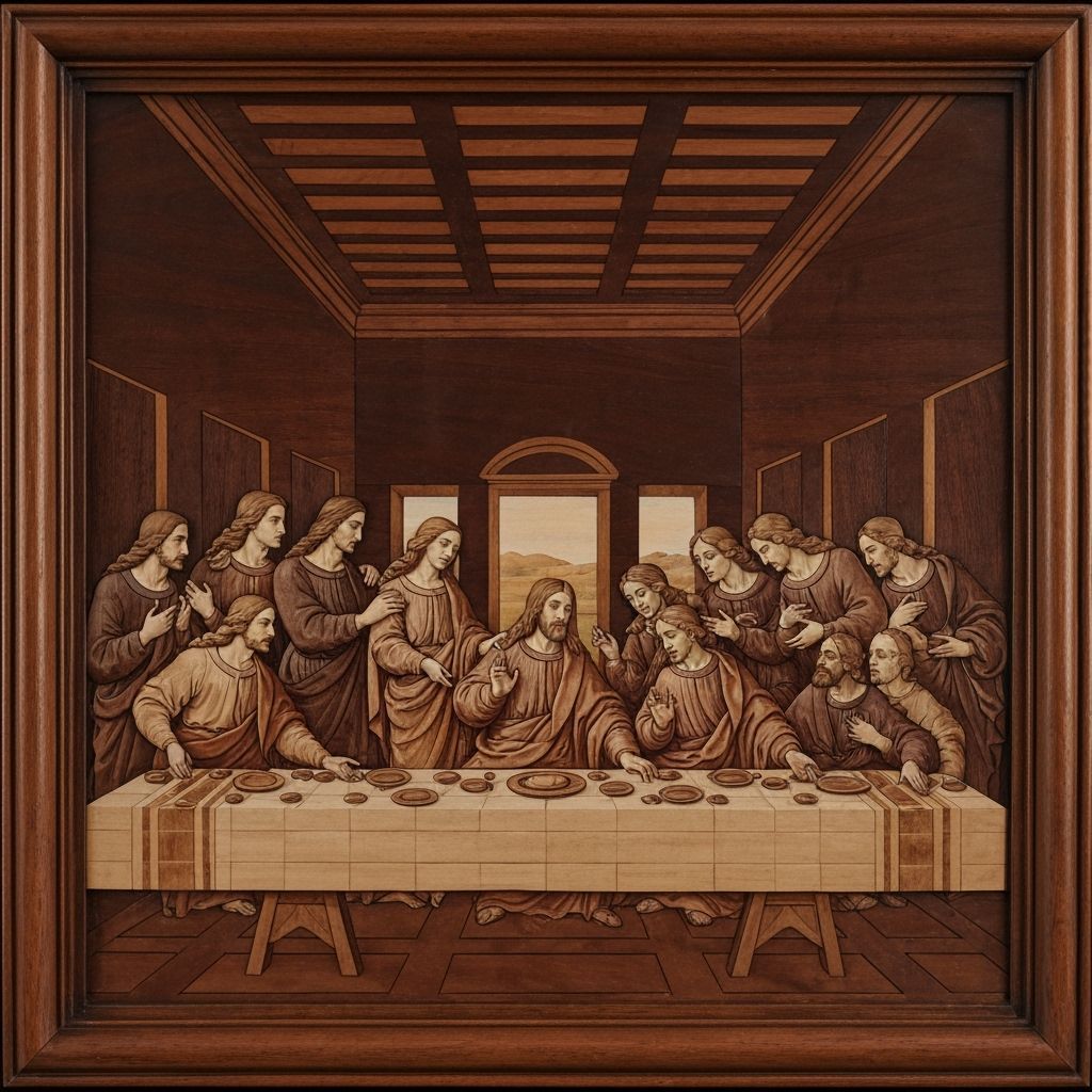 Marquetry Relief Carving of Da Vinci's Last Supper