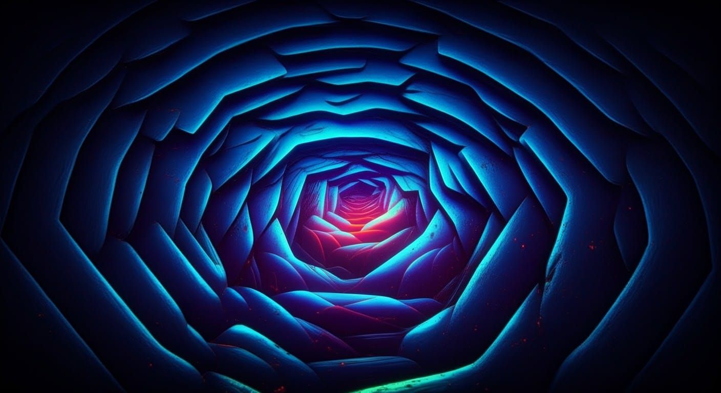 Fluorescent 3D Design with Depth Perception Illusion
