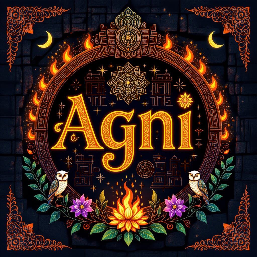 Psychedelic AGNISOMA Logo with Mayan and Tribal Elements