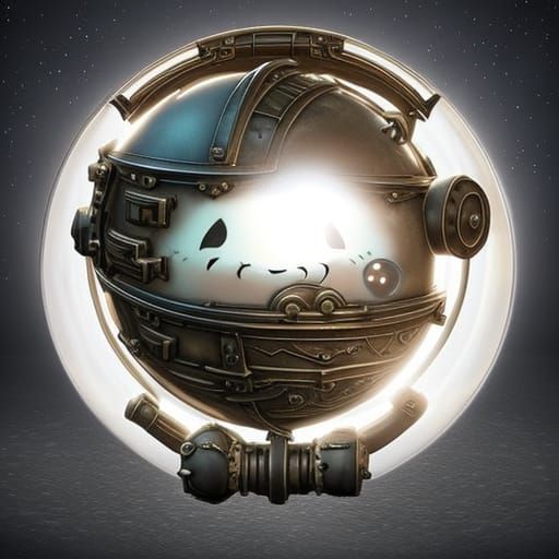 3D cute little kitten inside of a giant glowing orb, highly ...