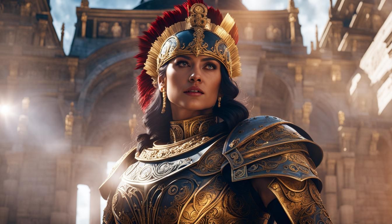 Roman Empress in Ceremonial Armor, Dark Fantasy Art