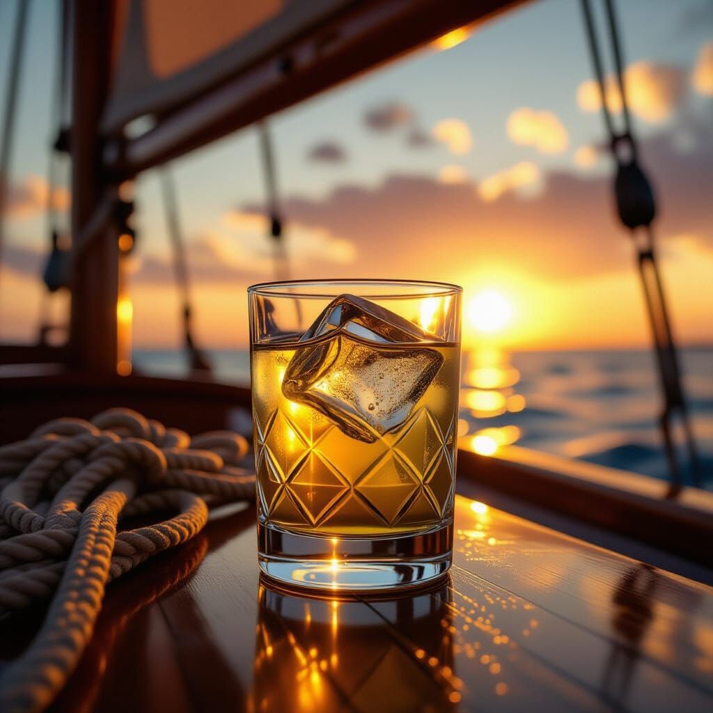 Gimlet on Sailboat in Hyperrealistic Digital Art Style