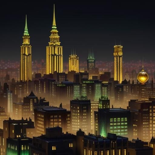 Jade Cartier Pen: Art Deco Cityscape Miniature