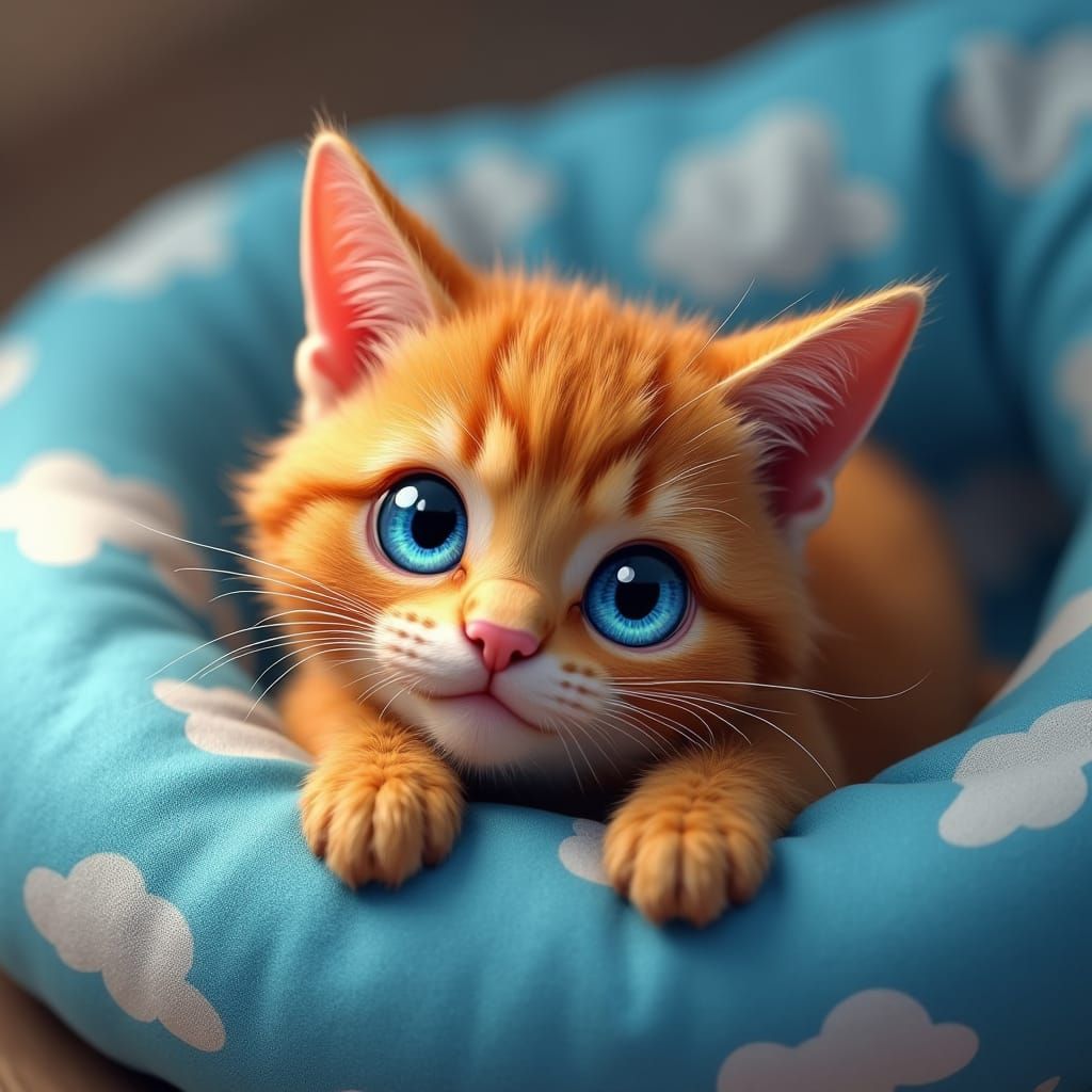 Orange Tabby Cat with Piercing Blue Eyes