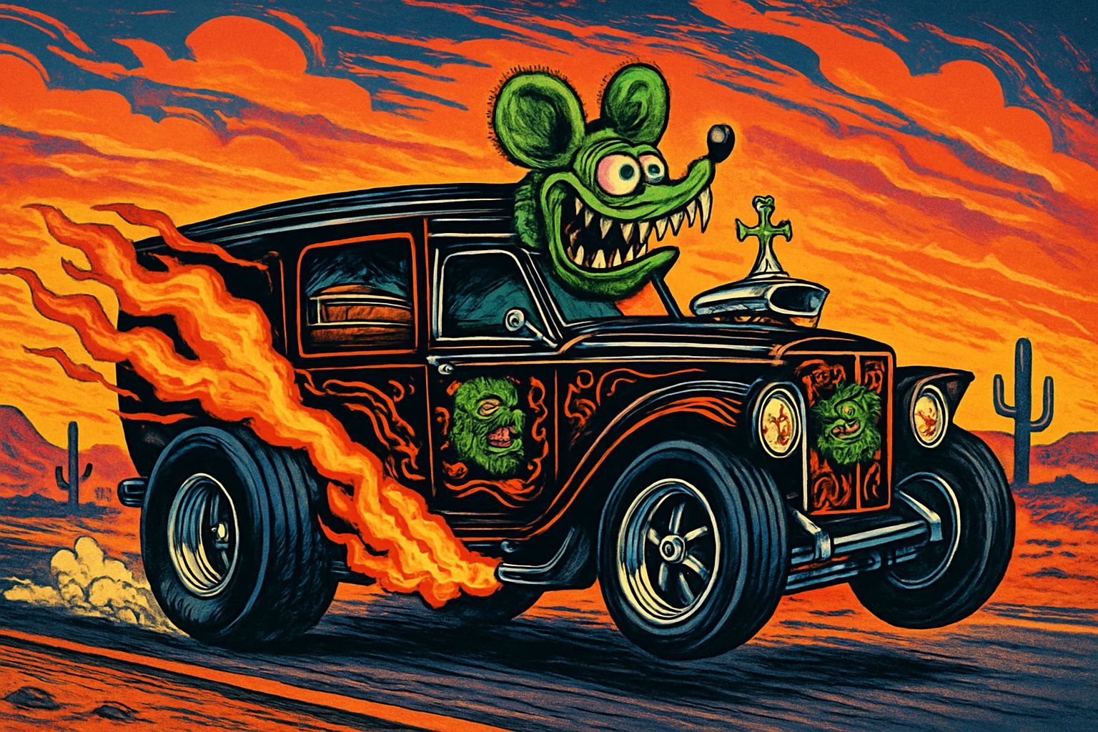 Hot Rod Hearse in Ed Roth Style